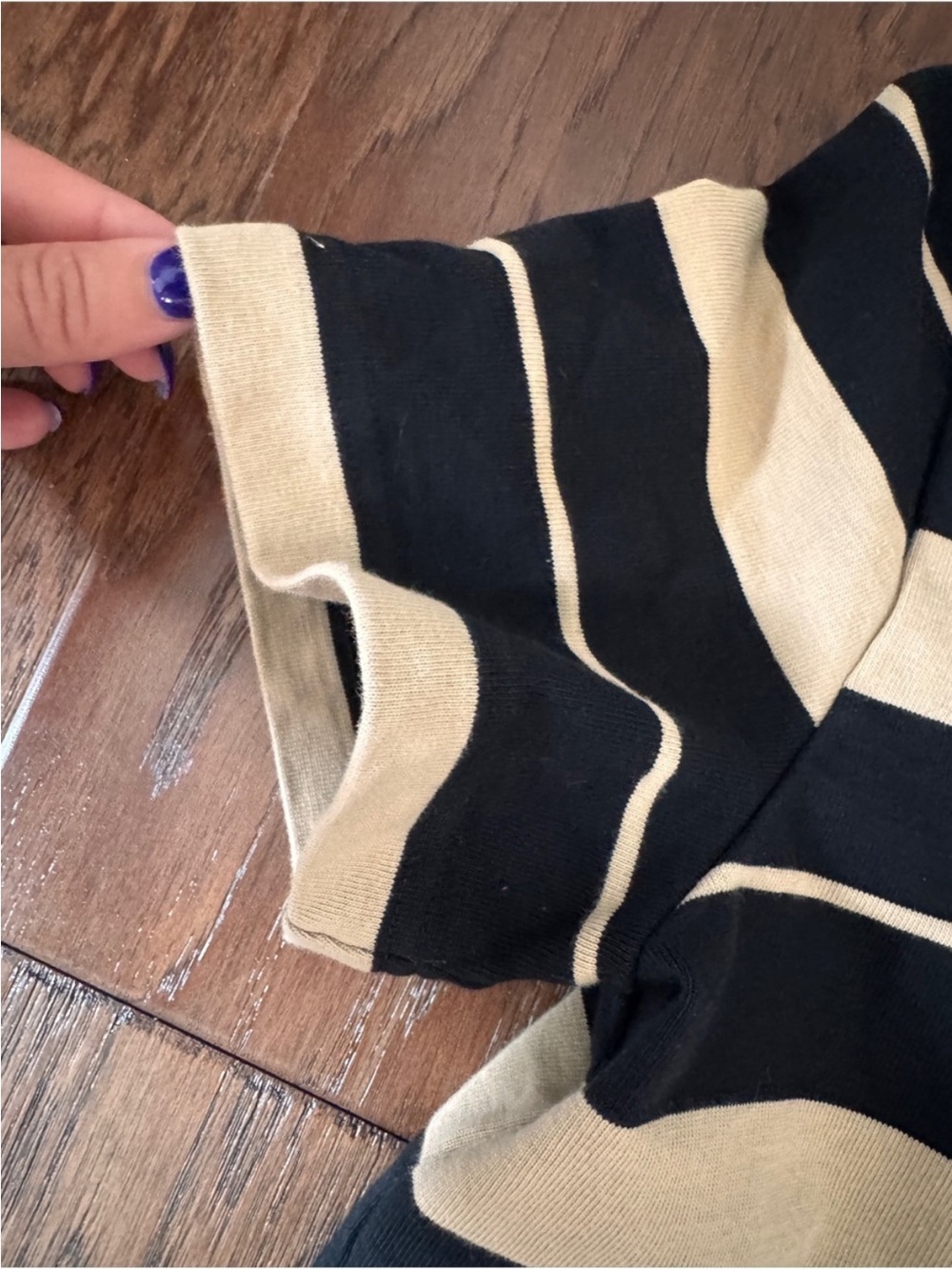 COS Striped Cotton T-Shirt - Black & Beige - Picture 4 of 4